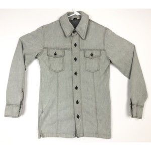 60s Vintage Peters Whaler Mens Small Button Up Long Sleeve Shirt Jacket Gray